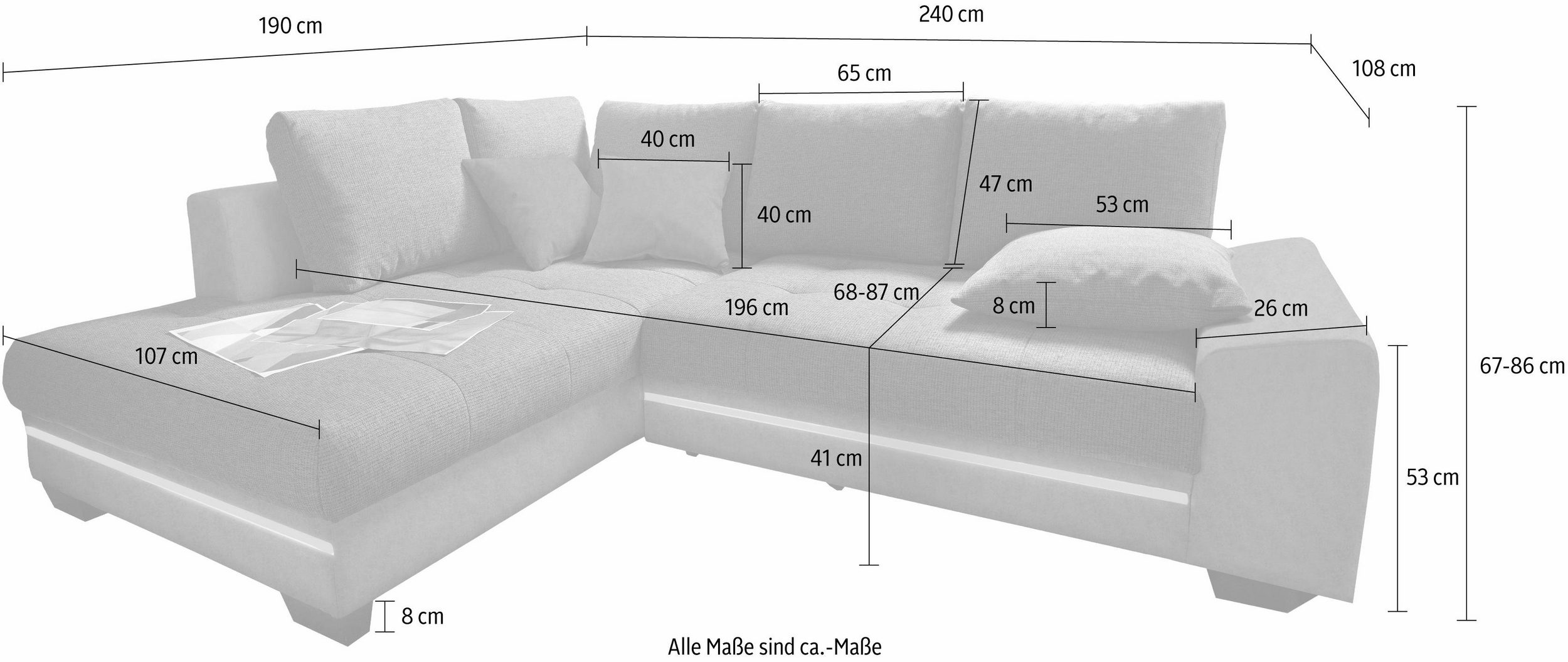 Kampinė sofa „NIKITA“ – su LED apšvietimu - Image 2